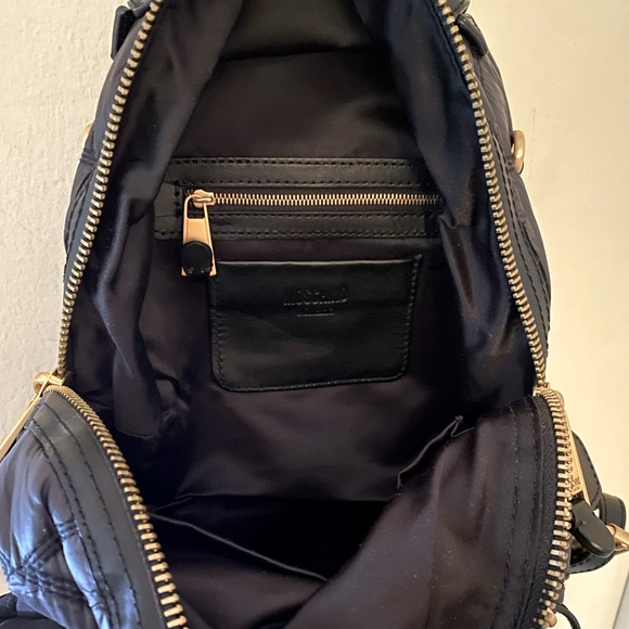 Moschino Small Black Quilted Backpack with Gold Tone Hardware, Zippers and Logo - Picture 5 of 6